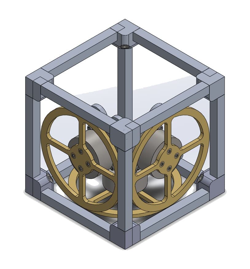 CAD ortho view of the reaction-wheel cube