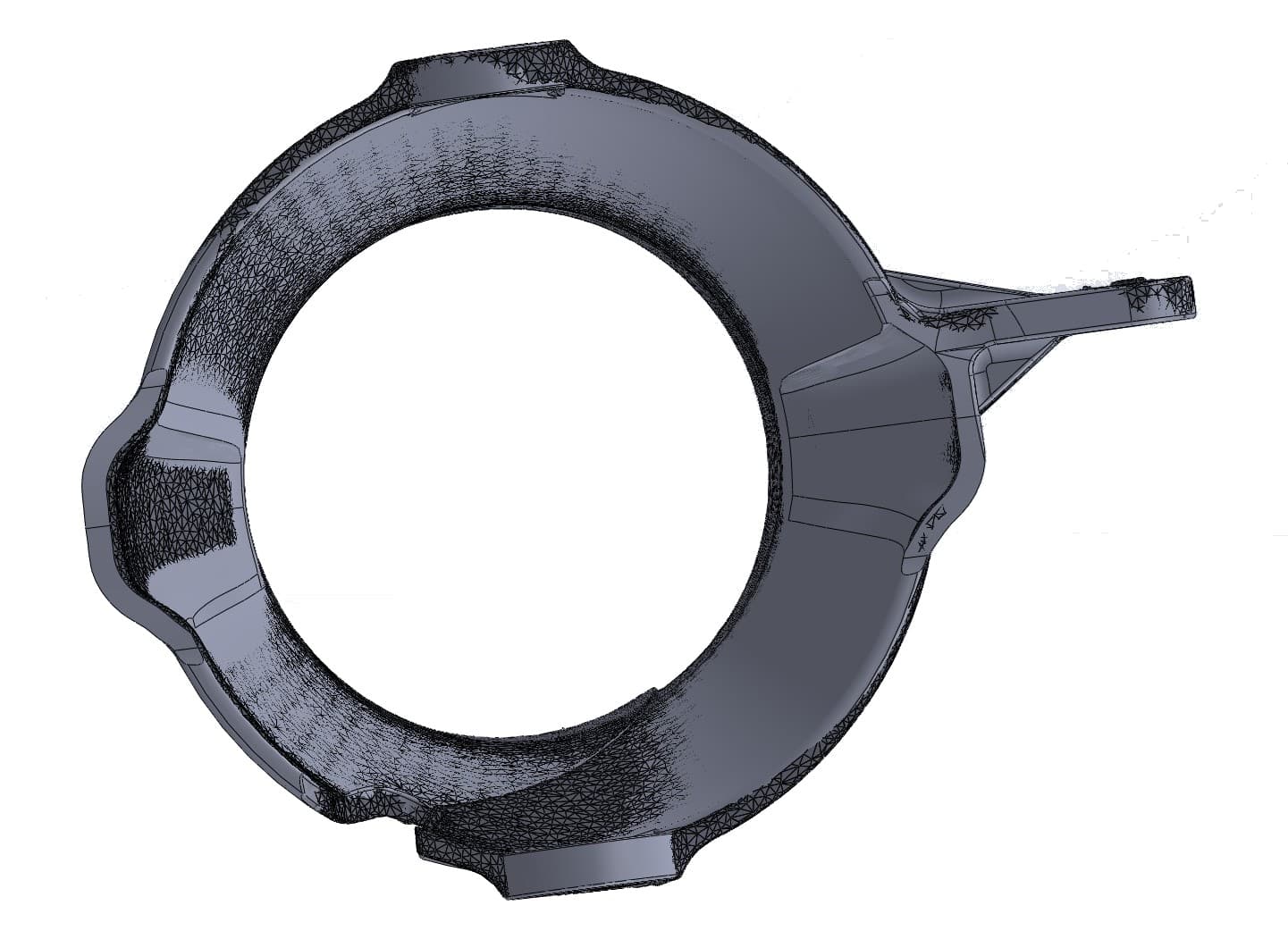 CAD rebuilt over the scan — top view