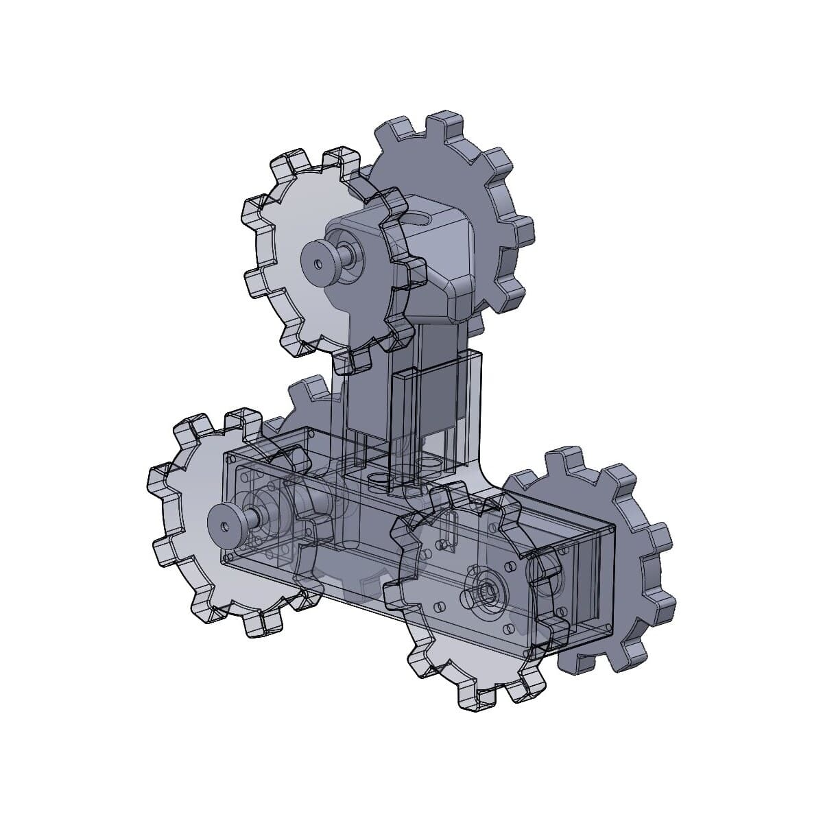 Drive and suspension — sprockets, motor mount, and gearing