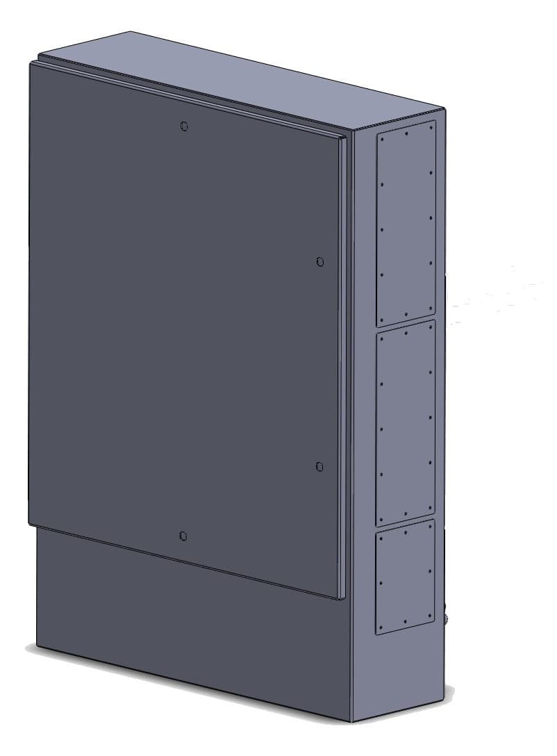 Finished enclosure — front, door closed