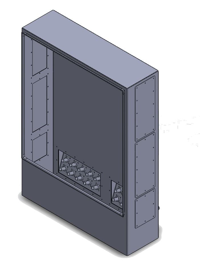 Door removed — mounting plates + connectors